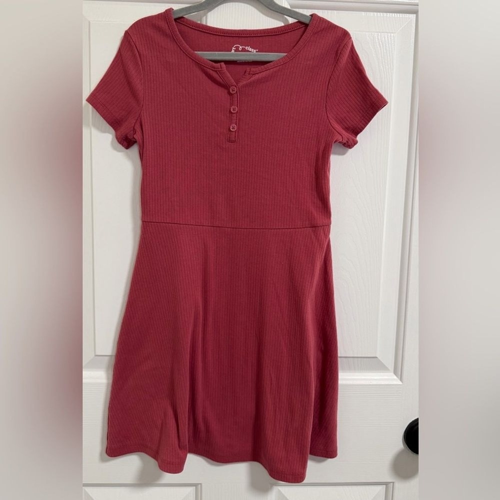 Art Class Ribbed Knit Skater Henley Dress, Size M (8)